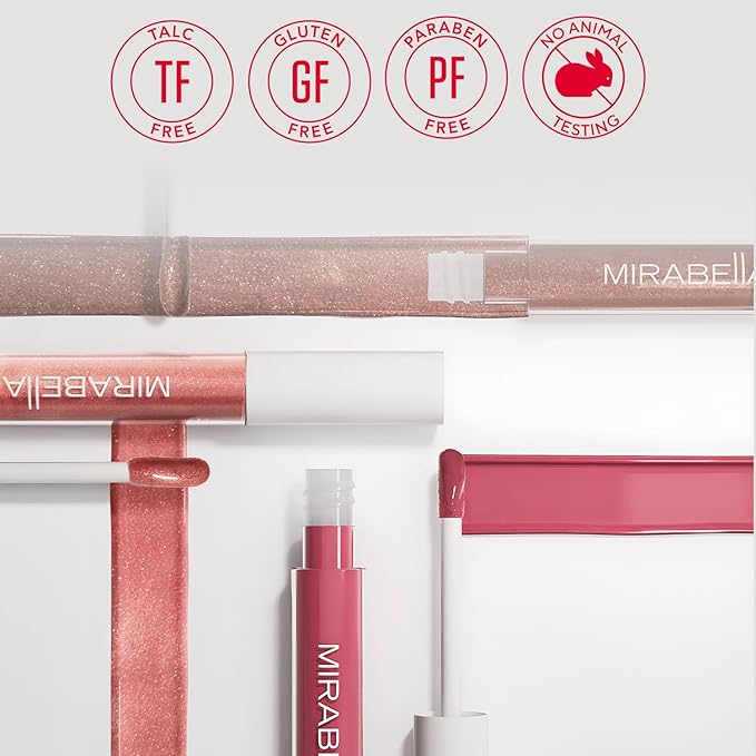 Mirabella Luxe Advanced Lip Gloss, Hydrating Non-Sticky High-Shine Lip Gloss for Women, Infused with Vitamin E & Jojoba Oil, Long-Lasting & Cruelty-Free - Lustre (Light Peach Nude)