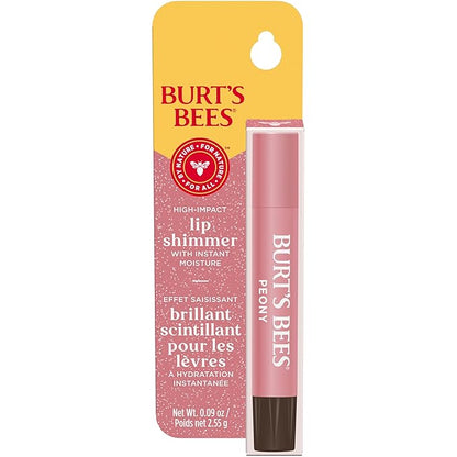Burt's Bees Lip Shimmer Peony; Warm, Luminescent Color; High Impact, Instant Moisture; with Shea and Cocoa Butters; 100% Natural Origin; 0.09 Ounce (Pack of 1)(Packaging May Vary)