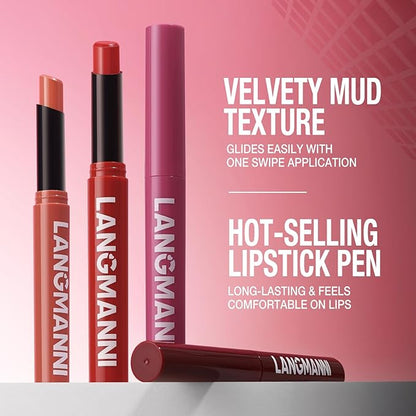 Jolilab 3 Pcs Velvet Matte Lipstick Nude Matte Soft Dark Color Stick Waterproof Long-Lasting Non-Stick Cup High Pigmented Lip Stick Lip Balm Beauty Cosmetics Gift for Girls（10#+11#+12#