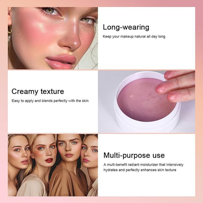Miracle Lip & Glow Cream Blush Balm with Vitamin E, Beauty Cream Blush Create Lightweight & Shimmer Finish