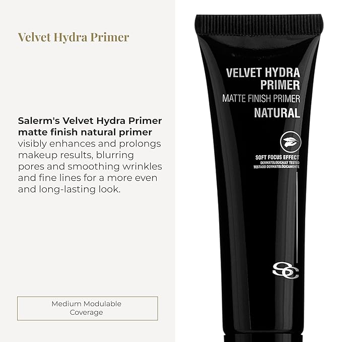 SALERM - Makeup Primer - Velvet Hydra Primer - 30 ml - Makeup Base for All Skin Types - Pore Minimizer - Softens Wrinkles and Fine Lines - Matte Skin Effect