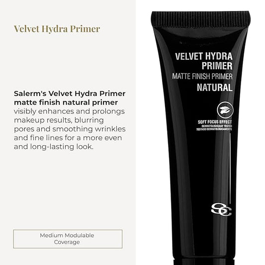 SALERM - Makeup Primer - Velvet Hydra Primer - 30 ml - Makeup Base for All Skin Types - Pore Minimizer - Softens Wrinkles and Fine Lines - Matte Skin Effect