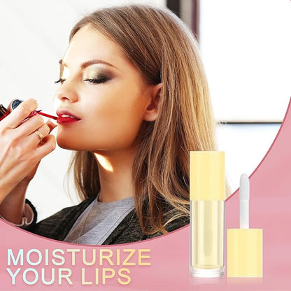 50pcs 2.5ml Empty Lip Gloss Containers Lip Gloss Tubes with Wand Cute 0.08oz Clear Refillable Lipgloss Making Supplies Kit for DIY Makeup + 2pcs Syringes (Yellow)