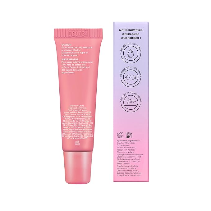 Glossmetics Strawberry Crème Lip Glaze - Overnight Lip Mask for Dry Lips. Fruit Butter Lip Mask, Hydrating and Moisturizing Lip Balm for Soft, Smooth Lips. Pink, 10ml