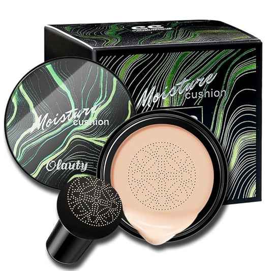 Mushroom Head Air Cushion CC Cream Foundation, Moisturizing Concealer BB Cream Nude Long Lasting Matte CC Cream Makeup Liquid Foundation (2pcs Ivory)