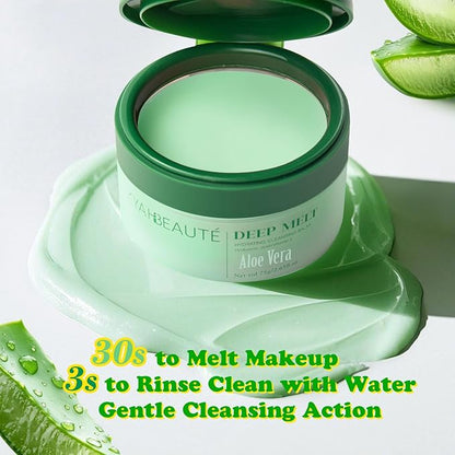 Cleansing Balm, Naturium Makeup Remover Balm for Sensitive Skin, Waterproof Mascara Makeup Remover, Face Eyes Lip Cleanser, Aloe Vera Scented, Coconut Oil, Vitamin E & Hyaluronic Acid, 2.65 Oz