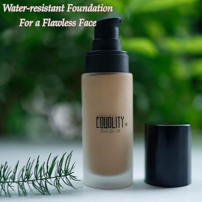 EQUALITY HI-DEF Foundation, Water resistant, Medium to Full coverage, Dewy finish non-matt, 12 hour wear Shine control, Cruelty Free, Paraben Free, 18ml/0.61 US Fl Oz - C8