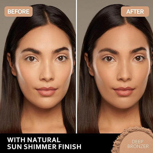FV Bronzer Powder Long Lasting, Waterproof & Buildable Silky Bronzing Powder, Sunkissed Glow Makeup Finish, Talc-Free Bronzers for Women, Deep Bronzer, 0.28oz