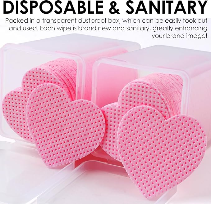 400PCS Lint Free Nail Wipes,1 Pull-Down Pump Dispenser Bottle, Super Absorbent Soft Non-Woven Eyelash Glue Wipes,Lash Extensions Glue Cleaning Wipes Nail Salon Supplies (Pink)