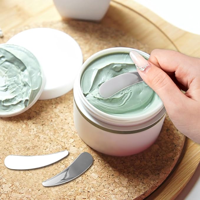 3 pcs Mini Metal Makeup Spatula, Skincare Scoop Applicator, Reusable Facial Massage Spoon, Cosmetic Cream Spatulas Tools for Face, Cream, Eye