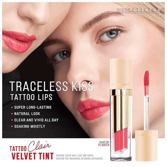 FORENCOS Long Lasting Waterproof Lip Stain Liquid Lipstick, Velvet Matte, Longwear, High Pigmentation, Tattoo Lips, Weightless, Smudge-proof, Non-Sticky, Korean Lip Tint Stain Makeup (41 Queen)