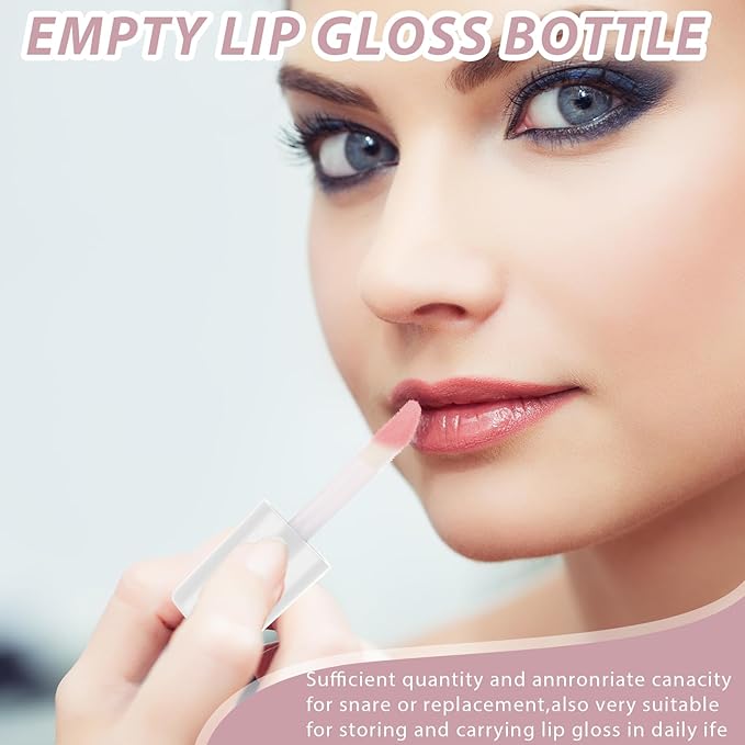 Molain 10pcs Empty Lip Gloss Tubes, 1.2ml Mini Refillable Cosmetic Containers Bottles Lip Balm Bottles for Lipstick Samples, Lip Balms(White tube cap)