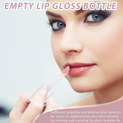 Molain 10pcs Empty Lip Gloss Tubes, 1.2ml Mini Refillable Cosmetic Containers Bottles Lip Balm Bottles for Lipstick Samples, Lip Balms(White tube cap)