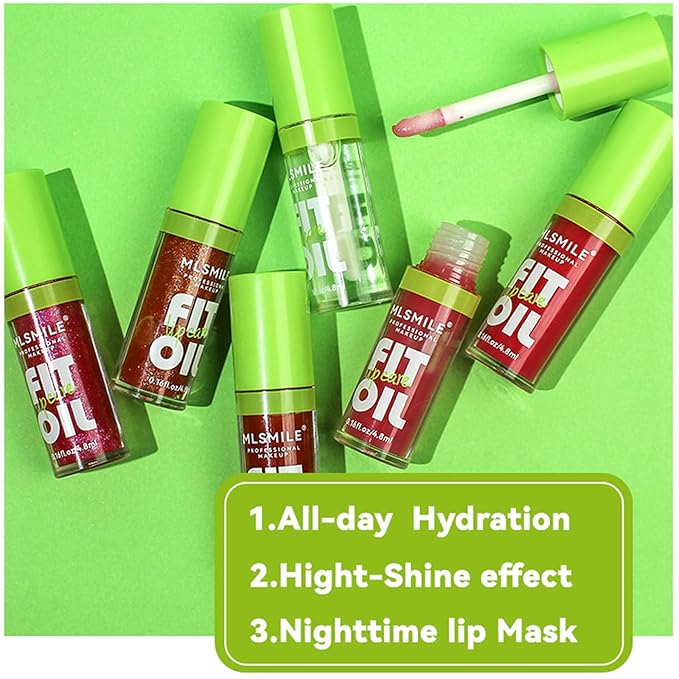 VolksRose 4pcs Lip Gloss Oil Set, Hydrating Lip Glow Oil Lip Gloss, Lipgloss Lipoil Set for Women Girls Teens, Tinted Plumping Lip Gloss Packs, Fat Lip Oil Lip Balm for Dry Lips Nourishing
