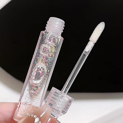 COOL STORY Glitter Lip Fuller Gloss, Moisturizing Hydrating Lip Serum, Fuller Lip Care, Lip Plumping Oil for Women Clear 4 Color