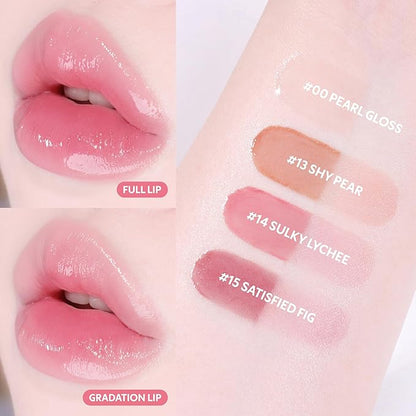 COLORGRAM Fruity Glass Tint 14 Sulky Lychee, Long-Lasting Glossy Lip Tint, Korean Beauty Lip Gloss Tint, Geek Nude Series