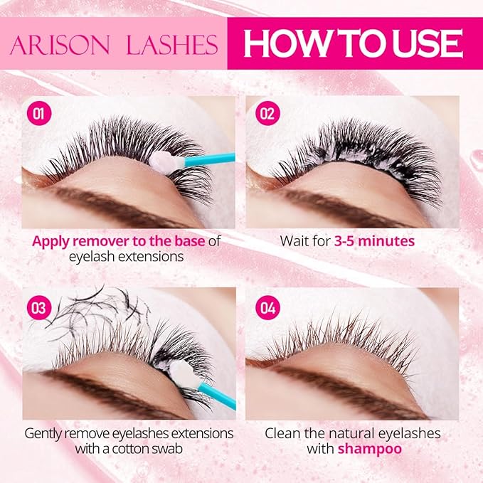 ARISON LASHES Lash Remover For Eyelash Extension Cream Remover Low Irritation Cream Remover for Sensitive Skin Fast Dissolution Professional Eyelash Extensions Salon Use(Bubble gum)