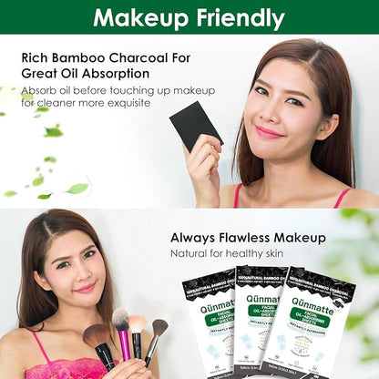 Blotting Paper for Oily Skin,Makeup Oil Absorbing Sheets for Face, Natural Bamboo Charcoal Facial Oil Blotter,Individual Premium Oily Face Oil Control Paper,Travel Size Oil Absorbent Pads for Face