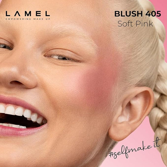 Pink Blush Cheek Color Mini - Blendable Natural Blush Powder - Enhances & Defines Shapes & Features - Contouring Powder - 4 Universal Shades - 405 (Pink Blossom) - 3.8g / 0.13 oz