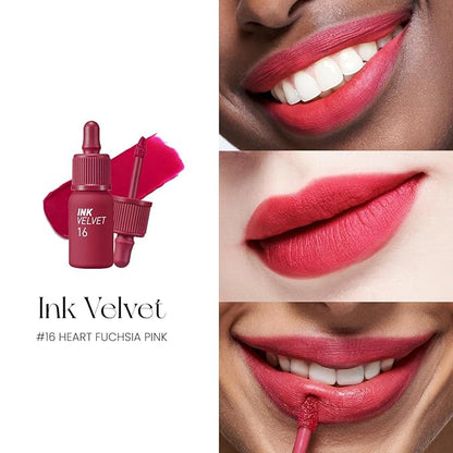 Peripera Ink the Velvet Lip Tint - High Pigment Color, Longwear, Weightless, Not Animal Tested, Gluten-Free, Paraben-Free (016 HEART FUCHSIA PINK (NEW))