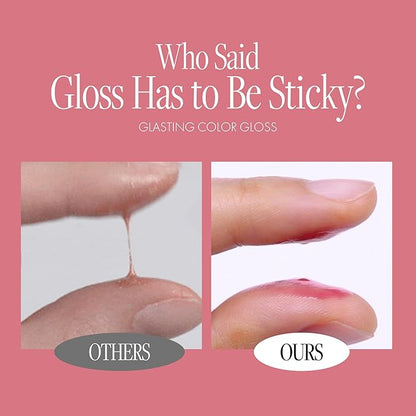 Glasting Color Gloss - K Beauty High Shine Long Lasting Lip Makeup - Non-Drying & Moisturizing - Lightweight Tinted Lip Gloss with Jojoba Oil 0.15 oz (#01 Peony Ballet)