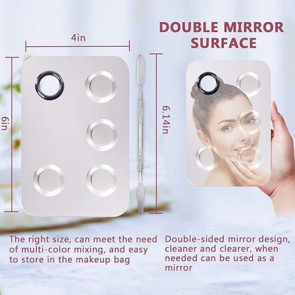 2 Sets Makeup Mixing Palette, Makeup Palette for Foundation, Stainless Steel Makeup Mixing Tray with Spatula for Mixing Eye Shadow Nail Art, Makeup Foundation Mixing Tray