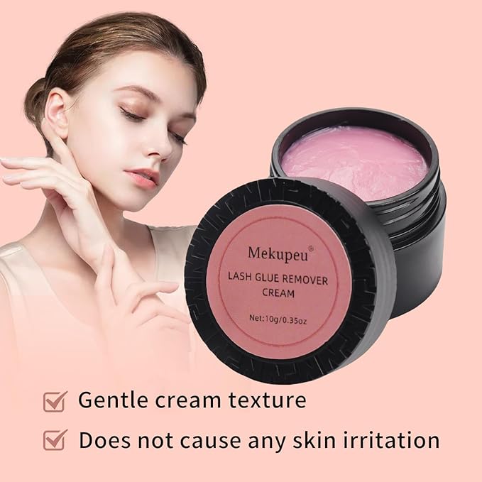 Eyelash Extension Remover Cream Eyelash Adhesive Remover, Low Irritation Cream for Sensitive Skin Professional Eyelash Extensions Dissolves for Salon,10g/0.35Oz (Strawberry)