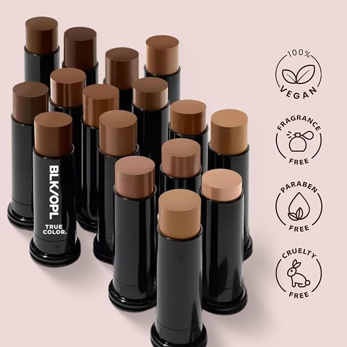 BLK/OPL Skin Perfecting Foundation Stick, SPF 15 Buildable & Blendable Face Foundation Makeup with Matte Finish - Full Coverage, Color Correcting & Sculpting - Hypoallergenic (Carob)