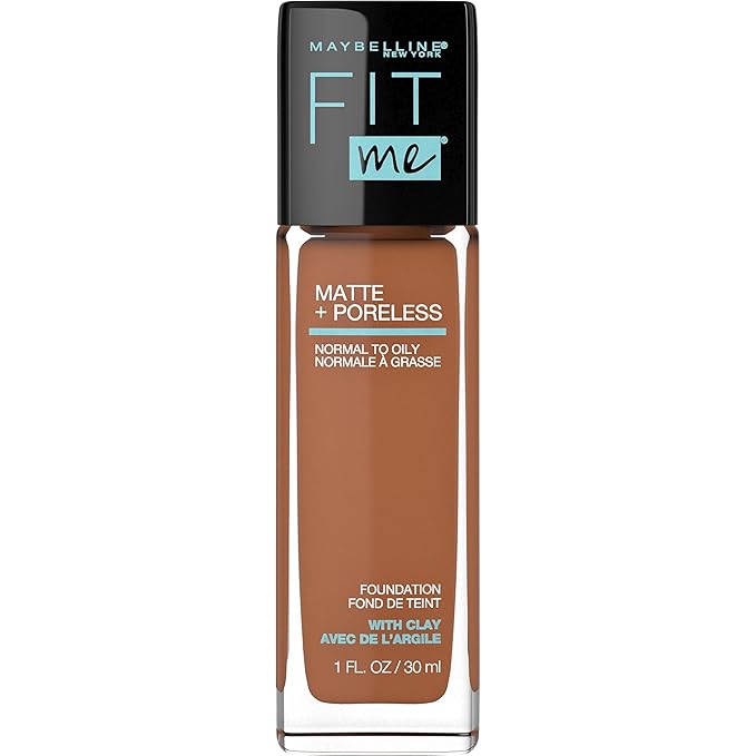 Maybelline Fit Me Matte + Poreless Liquid Foundation Makeup Bundle with Coconut and Mocha Shades, 1 Count Each