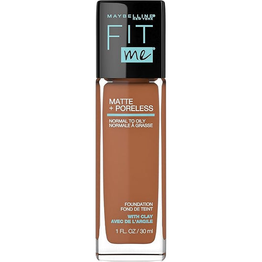 Maybelline Fit Me Matte + Poreless Liquid Foundation Makeup Bundle with Coconut and Mocha Shades, 1 Count Each