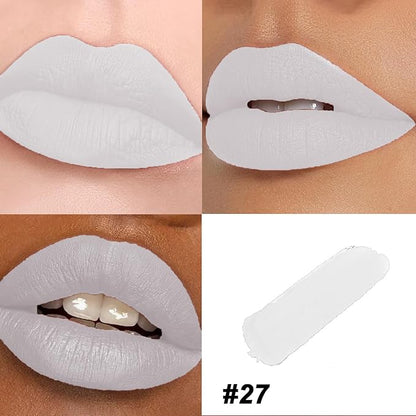Matte Bullet Long Wear Lipstick - Vegan and Cruelty-Free - Smudge and Waterproof Matte Lipstick with Moisturizing Formula - All Day Comfort - (Frosted Pearl #27)