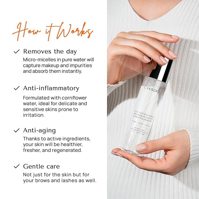 CHADO Cleansing and Revitalizing Micellar Water | Facial Cleanser and Makeup Remover for Sensitive Skin | Alcohol Free | Cruelty Free | Gentle and Revitalizing for All Skin Types – 100 ml.