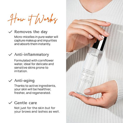 CHADO Cleansing and Revitalizing Micellar Water | Facial Cleanser and Makeup Remover for Sensitive Skin | Alcohol Free | Cruelty Free | Gentle and Revitalizing for All Skin Types – 100 ml.