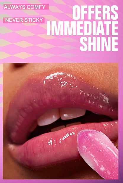 Beauty Glazed Big Brush Head Lip Oil, Ultra-Hydrating & Nourishing, Smooth Glossy Finish Lip Glow Oil, Shiny and Vegan Tinted Lip Gloss, Non-Sticky Formula (1, 02# Shiny)