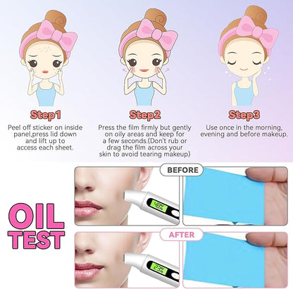2 Packs Oil Blotting Sheets for Face (100 Sheets) - Oil Absorbing Blotting Papers for Oily Skin, Makeup-Friendly & Portable Oil Wipes