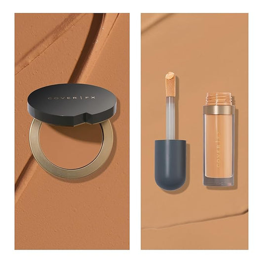 Cover FX Discoloration Kit: Total Coverage Cream Foundation - T4 + Skin Discovered Longwear Concealer, T2 - Full Coverage