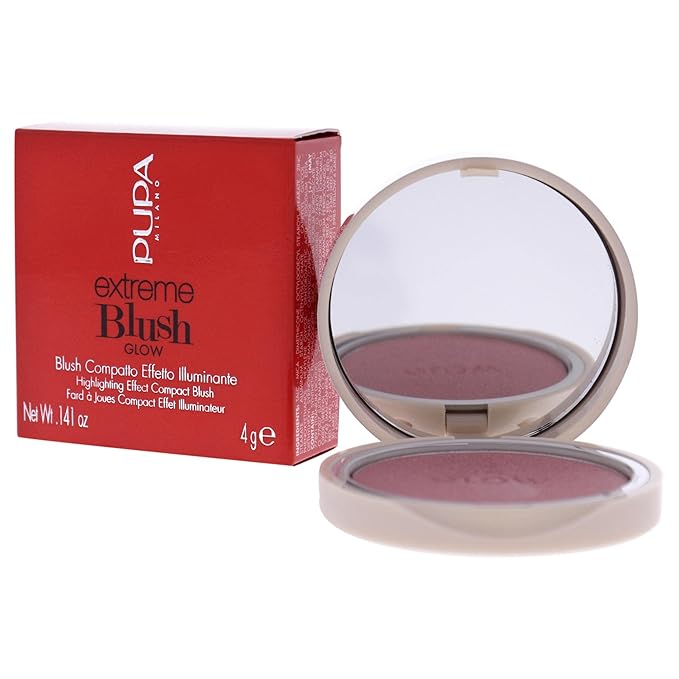 PUPA Milano Extreme Blush Glow - Lightweight - Gives A Full And Extremely Radiant Effect - Perfect Combination Of Blush And Highlighter - Suitable For All Skin Types - 100 Exotic Rose - 0.141 Oz