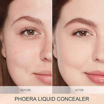 PHOERA Foundation Full Coverage,PHOERA Concealer Lightweight Full Coverage,PHOERA Makeup Long Lasting Wrinkles Matte Natural Finish for a Flawless Complexion(103 Warm peach+103#BEIGE)