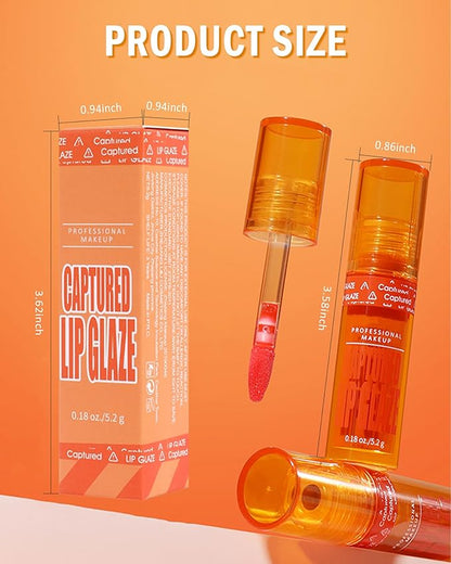 Tinted Lip Gloss-1Pcs Hydrating Non-Stick Cherry Pink Lip Tint Stain Liquid Lipstick,Glow Reviver Lip Care Oil Lipstain,Longlasting Waterproof Moisturizing Lipgloss, Makeup Gift for Women-04