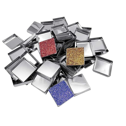 180pcs Empty Square Stainless Steel Pans for Diy Eyeshadow Blusher and Pressed Powder Makeup Pans for Eyeshadow for Custom Cosmetic Palettes