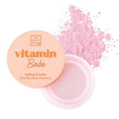The Beauty Crop Vitamin Babe Setting Powder - Talc-Free Loose Powder for Flawless Finish - Pink Shade - 0.35 oz
