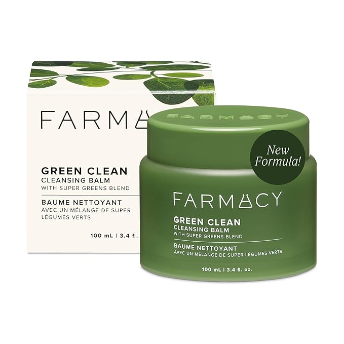 Farmacy Makeup Remover Cleansing Balm - Green Clean Waterproof Makeup Remover + Oil Based Cleanser - Newly Formulated Double Cleanser with Plant Based Waxes + Upcycled Moringa (100ml)