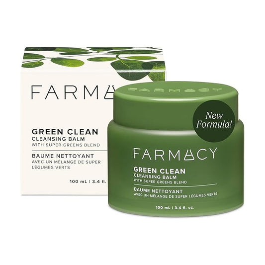 Farmacy Makeup Remover Cleansing Balm - Green Clean Waterproof Makeup Remover + Oil Based Cleanser - Newly Formulated Double Cleanser with Plant Based Waxes + Upcycled Moringa (100ml)