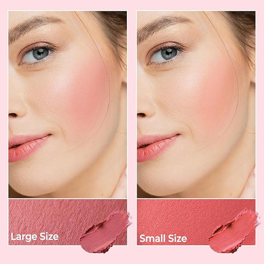 UCANBE Cream Dual Blush for Cheeks: Lightweight Buildable Blush Palette - Smooth Natural Blendable Makeup Blush - Long-lasting All-day Face Blush Contour Palette (02#Almond）