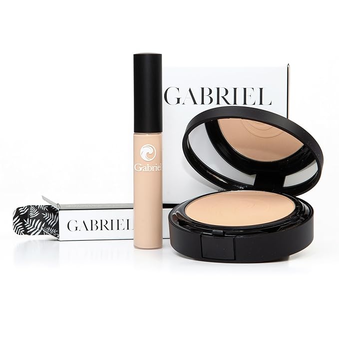 Cream Concealer (Light) + Dual Powder Foundation (Light Beige) + Cosmetic Travel Bag