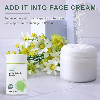 Alpha Arbutin Powder, 3OZ / 85g, 99.9% Purity, Cosmetic Grade, Alpha Arbutin Powder for Homemade Cosmetics