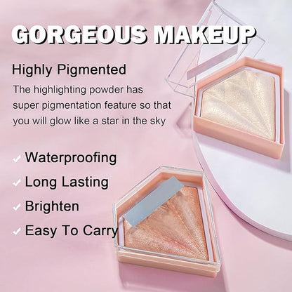 White Highlighter Makeup Palette Face Highlighter Powder Iluminadores De Maquillaje Narutal Shimmer Glitter Highlighter Contour Powder Makeup Palette-02 Quicksand Gold