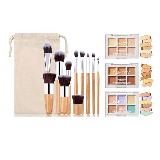 Professional Makeup Cream Contour Palette, Joyeee 18 Colours Concearler Full Coverage & Makeup Brush Set Contour Concearler Palette Contouring Face Make Up Gift for Women Girls