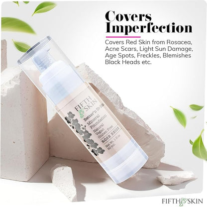 Fifth & Skin: Better’n Ur Skin Liquid Foundation (PORCELAIN) - Natural, Organic, Vegan, Cruelty-Free - Gluten-Free Beauty with Buildable Coverage and Palm-Free Luxury - 1 oz