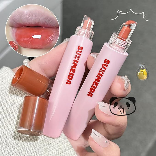 4Pcs Hydrating Lip Gloss Set, Moisturizing and Glossy Jelly Liquid Lipstick Shine Glass Finish Watery Shiny Lightweight Cute Pink Lip Gloss Lip for Women